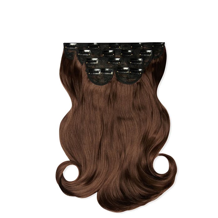 Lullabellz Lullabellz Super Thick 16" 5 Piece Blow Dry Wavy Clip In Hair Extensions in Chocolate Brown